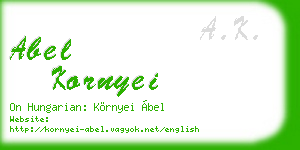 abel kornyei business card
