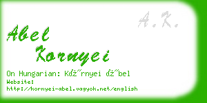 abel kornyei business card